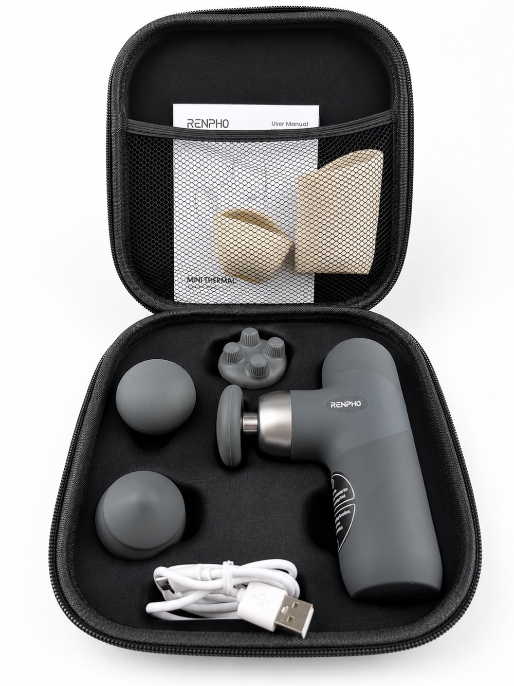 RENPHO Mini Thermal Heated Massage Gun Complete Kit R-WMG10